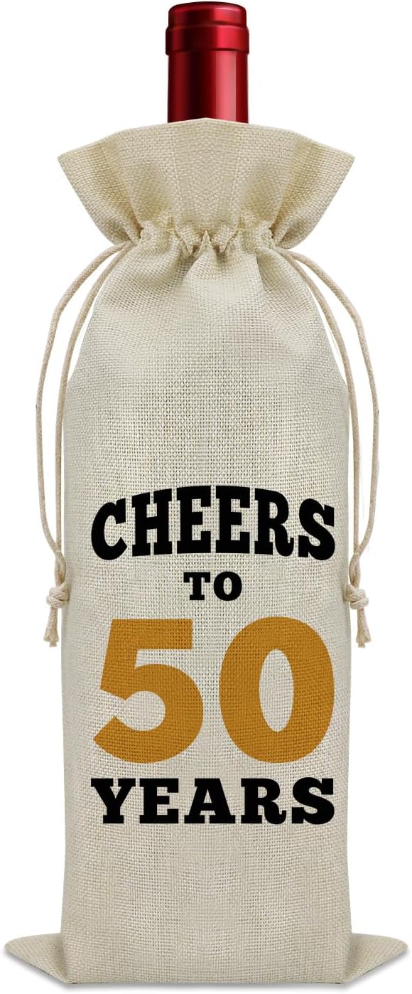 50 Years Old Birthday Gifts for Mom Wine Bag 50th Birthday Gifts for Men Cheers to 50 Years Decorations Wine Bottle Storage Bag 50th Anniversary for Couple Wine Accessories Gifts for Wine Lovers