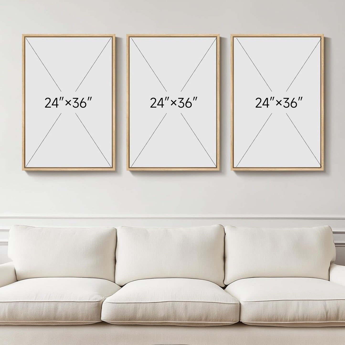 Large Framed Green Abstract Landscape Wall Art for Living Room, 3 Piece Canvas Prints Paintings Artwork for Walls, Modern Minimalist Pictures for Dining Room, Hallway, Office Wall Decor 24x36 In