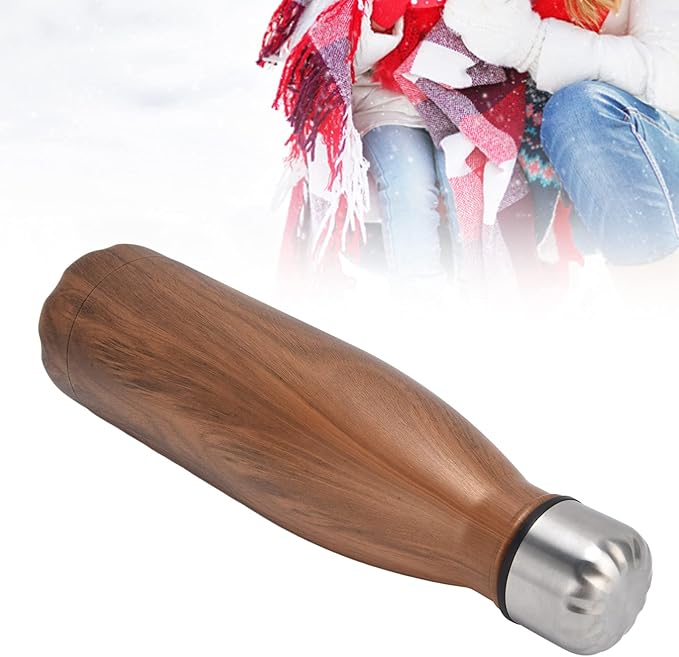 Thermal Flask, Water Bottles Durable Stainless Steel Double Wall Easy to for Camping Hiking Travel for School Outdoor Sports(Wood Grain)