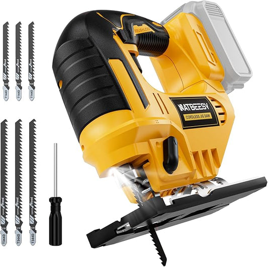 JigSaw Compatible With Dewalt 20v Max Battery, Cordless jig saw tool, LED Work Light,45° Beveled Cuts Variable Speed 2900RPM, 3 Orbital Action, with Jigsaw Blades for Curve Cutting (NOT Battery)