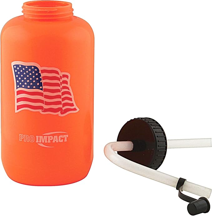 Pro Impact Squeezable Water Bottle Bendable Long Straw - LDPE BPA Free Plastic - Hydration for Baseball Hockey Gym MMA Yoga Boxing Cycling Softball Football Lacrosse (35.5 Oz.)