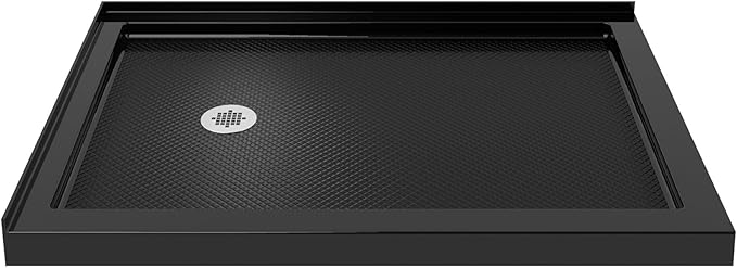 DreamLine SlimLine 36 in. D x 54 in. W x 2 3/4 in. H Left Drain Double Threshold Shower Base in Black, DLT-1036541-88