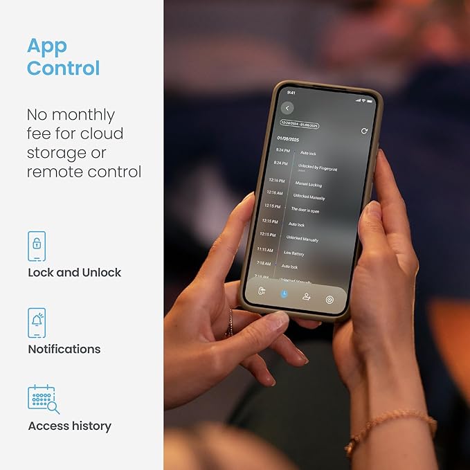 Lockly Secure Plus Bluetooth Smart Door Lock, Keyless Entry with PIN Genie® Digital Keypad, 3D Biometric Fingerprint Sensor Front Door Lock with Handle, Voice Control & Auto Lock - Latch Edition