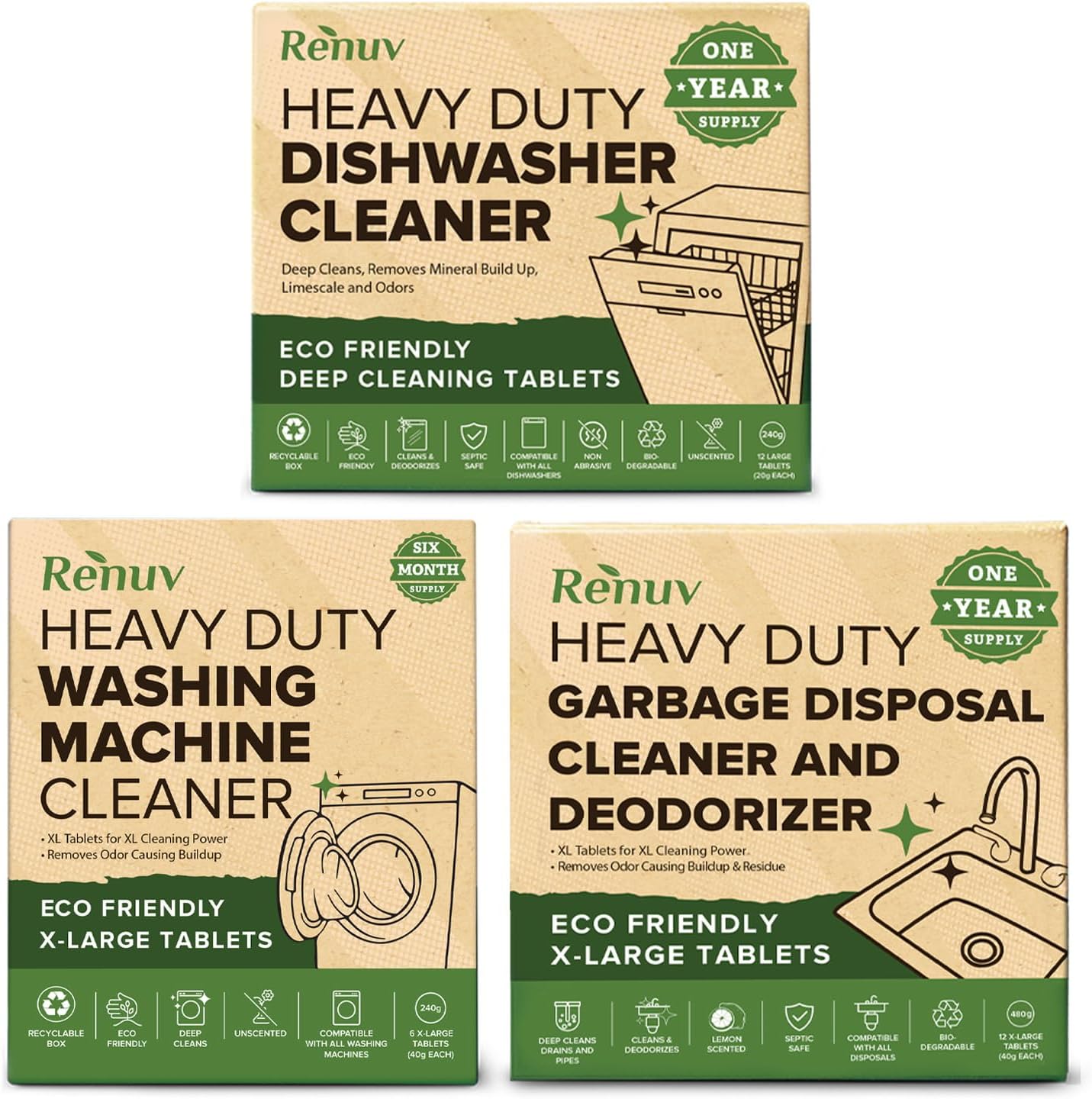 Washing Machine, Dishwasher, Garbage Disposal Cleaner and Deodorizer - Huge Savings!