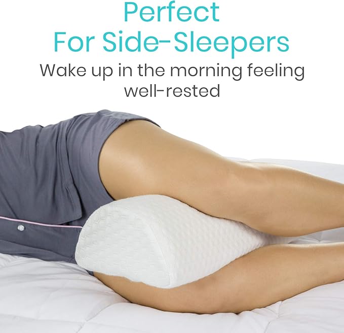 Firm Bolster Pillow - Half Moon Bed Wedge Cushion - Side Sleeper Sleeping Aid for Leg, Hip, Lumbar Roll, Back Knee, Firm Neck Support, Ankle Pain & Body Elevation