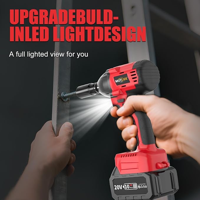 430N.m/320Ft-lbs Brushless Cordless Impact Wrench 1/2 Inch with 4.0Ah Battery and Charger, High Torque Electric Impact Gun, Power Drill Driver for Car/DIY Furniture/Lawn Mower, 1 Battery