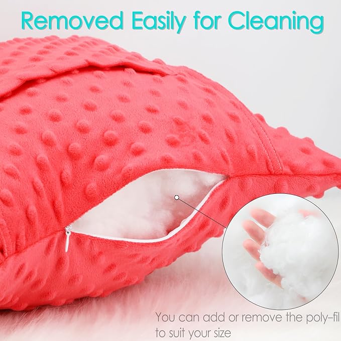 Heart Surgery Pillow Shock Absorbing for Open Heart Surgery After Bypass Coughing with 2 Pockets - Recovery Gifts with Hands Placement Pouch, Minky Dot Red