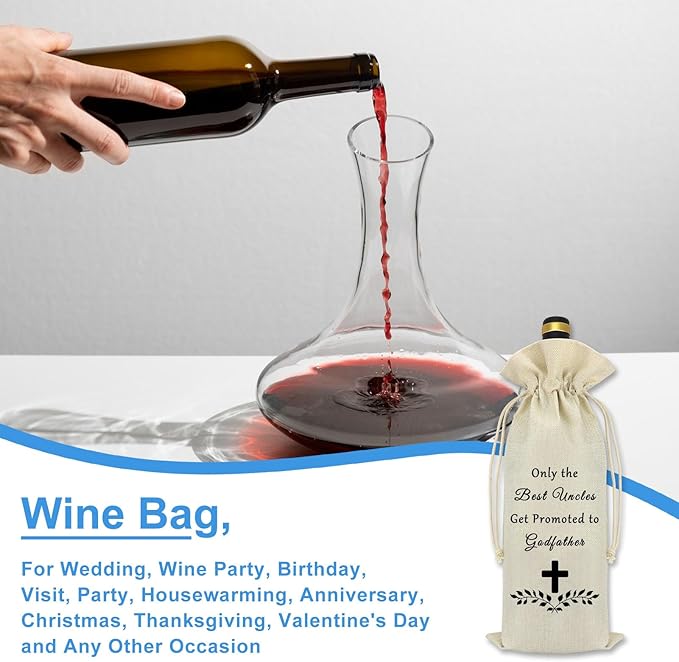 Godfather Gift Wine Bag Pregnancy Announcement Gift for Brothers Uncles Godfather Proposal Gift Only the Best Uncles Promoted to Godfather Gift Wine Bottle Bag Father's Day Christmas Baptism Gift