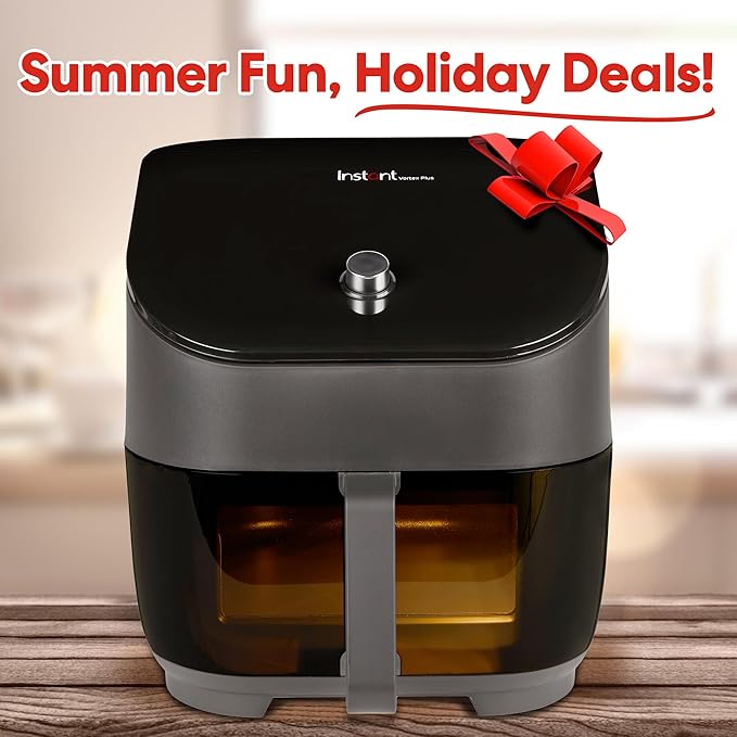 Instant Vortex Plus 6QT ClearCook Air Fryer, Clear Windows, Custom Program Options, 6-in-1 Functions, Crisps, Broils, Roasts, Dehydrates, Bakes, Reheats, from the Makers of Instant Pot, Black