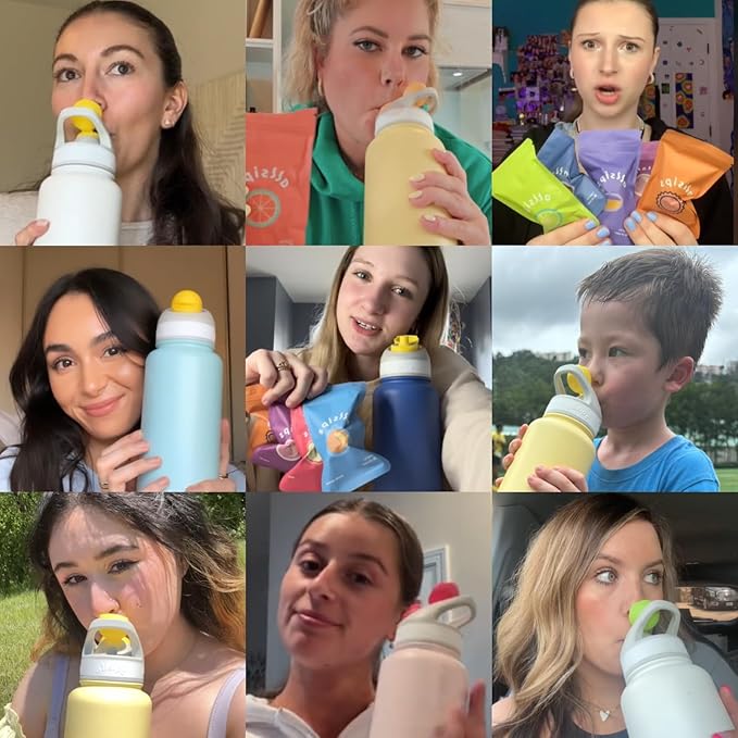 32oz Stainless Steel Air Water Bottle with Straw & 7 Refresher ScentSip Flavor Pods | Leak-Proof, Dishwasher Safe | Zero Calorie, Zero Sugar Flavored Water Bottle（Pink）