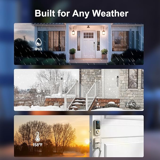 Hornbill Keyless Entry Smart Locks Set, Front Door Handle Set, Keypad Deadbolt Lock for Airbnb Home Office, Auto-Lock, Matte Silver