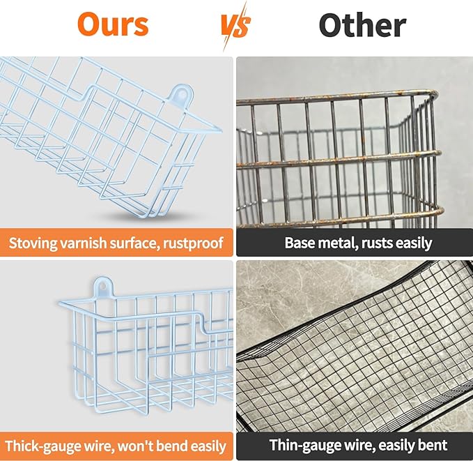 Spice Rack, 4-Pack Seasoning Organizer Wall Mount for Kitchen Storage Organization, Metal Spice Holder Shelf Saving Space for Cabinet, RV, Pantry, Blue