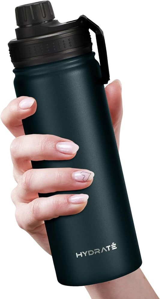 HYDRATE Insulated Stainless Steel Water Bottle - Large Reusable Flask with Leak-Proof Design and Convenient Handle - Double Vacuum Insulation for School, Work, or Adventure