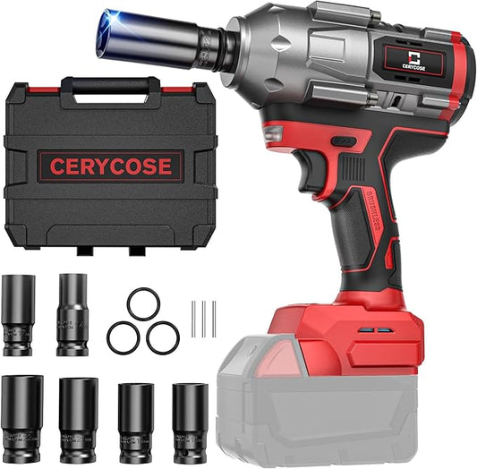 Cordless Impact Wrench 900FT-LBS for Mil-wau-kee 18V Battery - with 6 Sockets and Durable Toolbox Brushless Electric 1/2 inch Impact Gun Includes LED Work Light - 2100RPM High Torque Driver