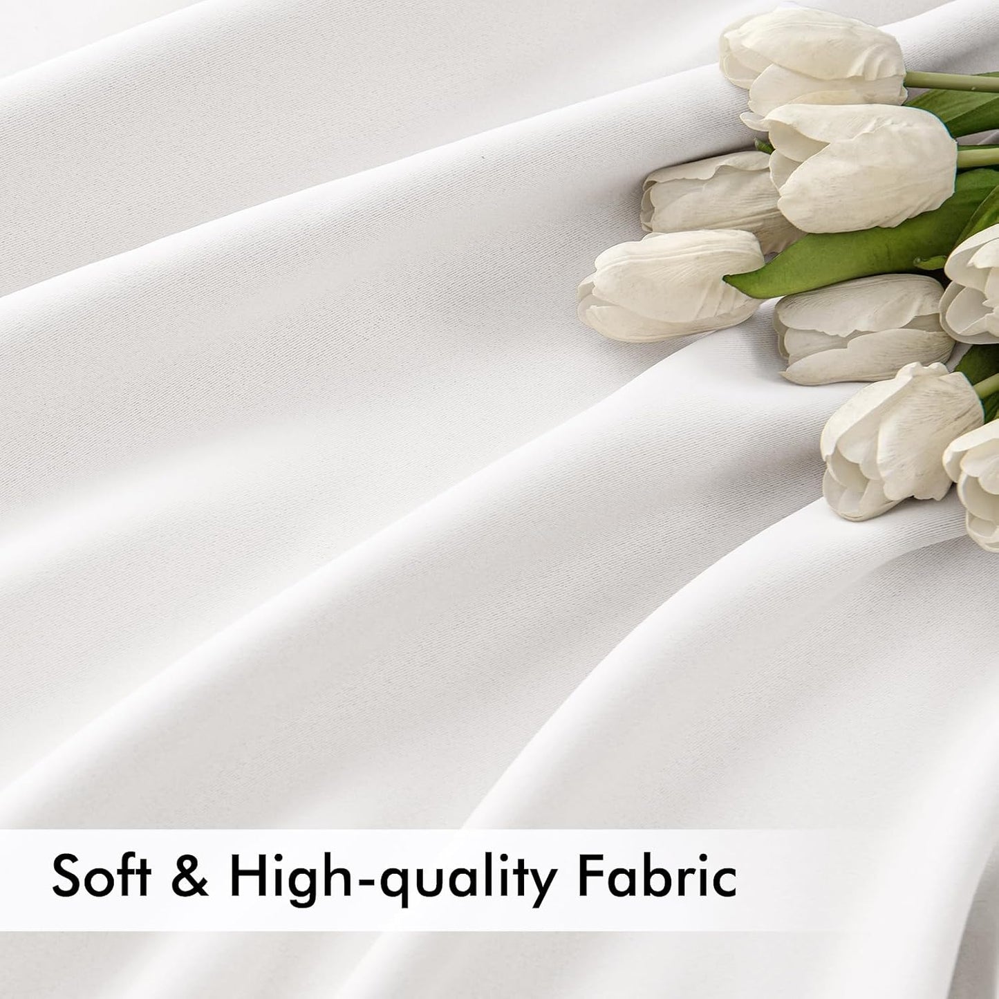 MIULEE Pure White Back Tab Blackout Curtains 84 Inch Length 2 Panels Set for Living Room Bedroom Privacy, Rod Pocket/Pinch Pleat Thermal Insulated Room Darkening Pleated Light Blocking Drapes