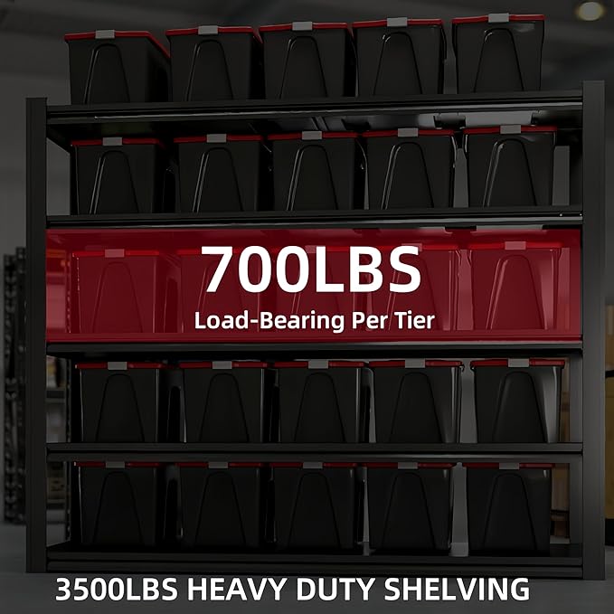 62" W x 24" D x 84" H Garage Shelving Heavy Duty Metal Shelving 3500LBS Storage Shelves Adjustable Metal Shelves for Storage Industrial Garage Shelves for Warehouse Basement