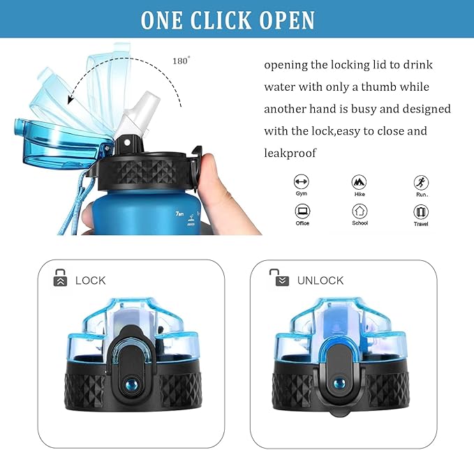 GOPPUS Kids Water Bottle with Straw Spout Lid 10pcs Stickers 12 oz Leak-proof BPA Free Motivational Time Marker Tritan Plastic Water Bottles for Girls Boys School Sports