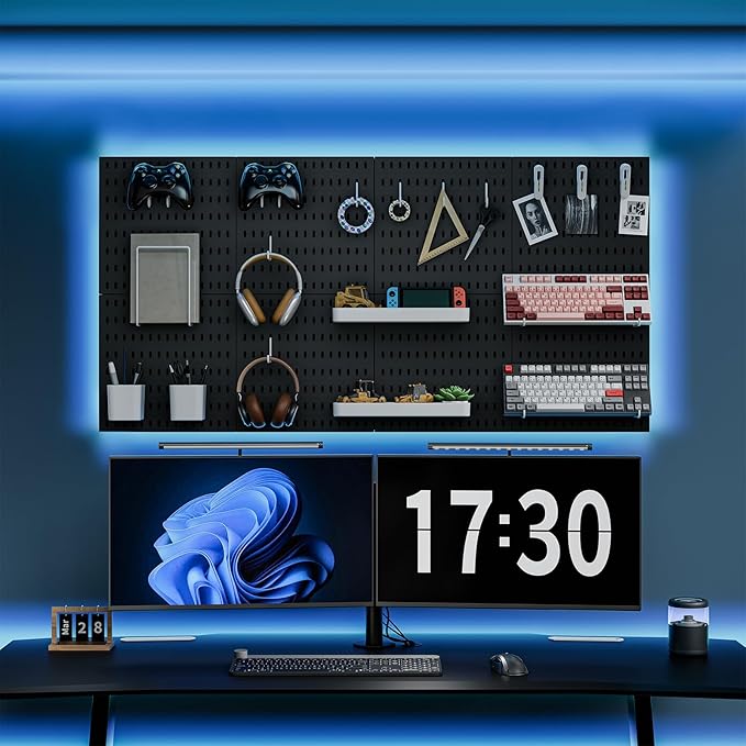 Pegboard Combination Kit, 25.2" x 25.2" Wall Mounted Storage Set with 4 Pegboards & 20 Accessories Hanging, Peg Boards Organizer