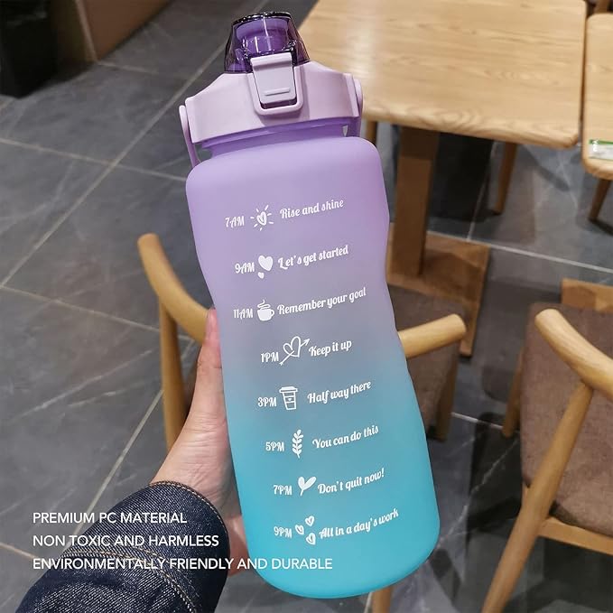 Frosted Gradient Color Rinking Bottles with Straw, Open Leakage Proof Sports Water Cup for Office, Gym, Outdoor(Purple)