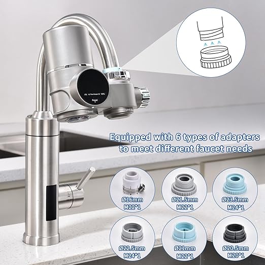 HOMELODY Faucet Mount Water Filter, LED Display Tap Water Purifier Reduces Lead Chlorine Heavy Metals, Water Filter for Sink Faucet Fits Standard Faucets (Includes 1 Filter)