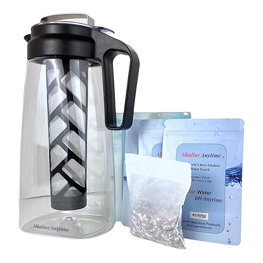 Alkaline Water Filter Pitcher with Infuser, Tritan Pitcher with Lid 2L | 9.5 pH Alkaline Filters | Tea Pitcher | Tritan BPA Free Ice Coffee Maker | Infuser Pitcher (100g Filter 3 Pack)