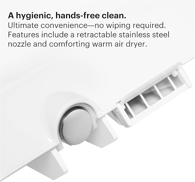 Brondell LE99 Bidet Toilet Seat, Fits Elongated Toilets, Electric Bidet with Remote, Warm Air Dryer, Strong Wash Mode, Stainless-Steel Nozzle, Saved User Settings & Easy Installation