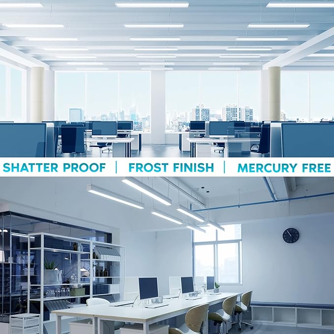 LUXRITE 30-Pack 4FT T5 LED Tube Lights, Type A+B, 24W=54W, 5000K Bright White, 45.78", Ballast and Ballast Bypass Compatible, Single or Double End Powered, F54T5 Fluorescent Replacement, Damp Rated