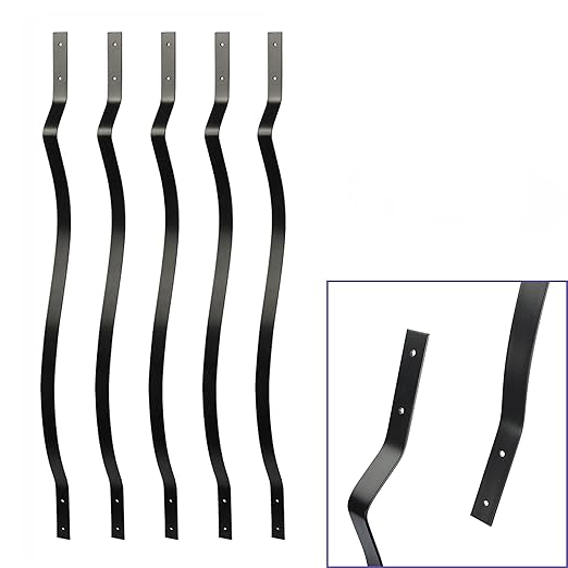 Myard 32-1/4 Inches Heavy Duty Iron Deck Balusters Furniture with Screws for Facemount Railing Fencing, European Baroque Silhouette Wrought Style (25-Pack, Matte Black)