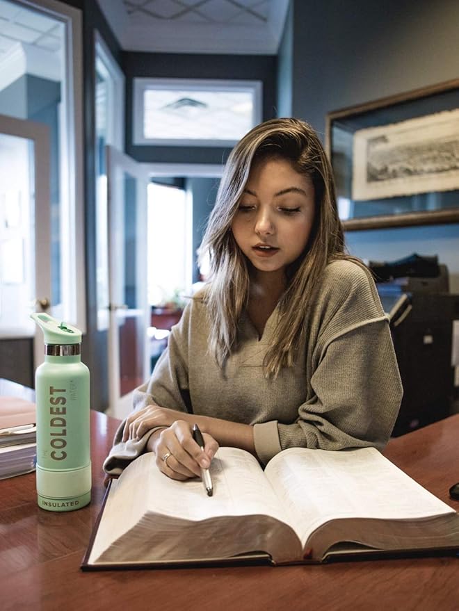 Coldest Water Bottle with Standard Mouth Straw Lid Metal Thermos Vacuum Insulated Stainless Steel l Reusable Leak Proof Cupholder Flask (21 oz, Epic White)