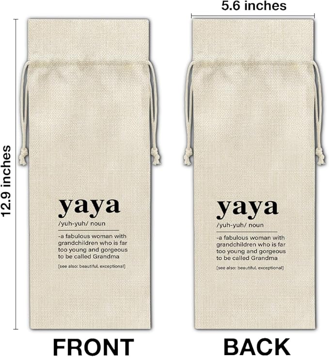 Grandma Gifts Wine Bag Yaya Gifts for Grandma Birthday Mother's Day Yaya Definition Wine Gift Bag