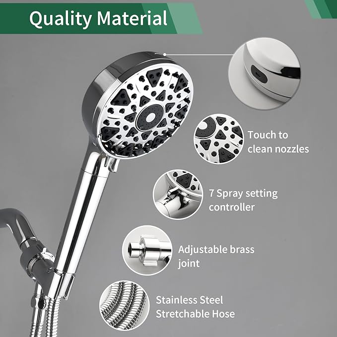 Shower Faucet Set with 7 Functions Handheld Shower Head Filter Shower Combo Set Shower System Shower Trim Kit Chrome Polished