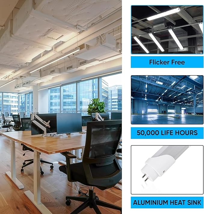 4FT T8 LED Tube Light, Type A+B, 12W/15W/18W/22W, 3000K | 4000K | 5000K | 6500K, Single and Double End Powered, Plug and Play or Ballast Bypass, 2860 Lumens, F32T8, 120-277V, Frosted Cover (4 Pack)