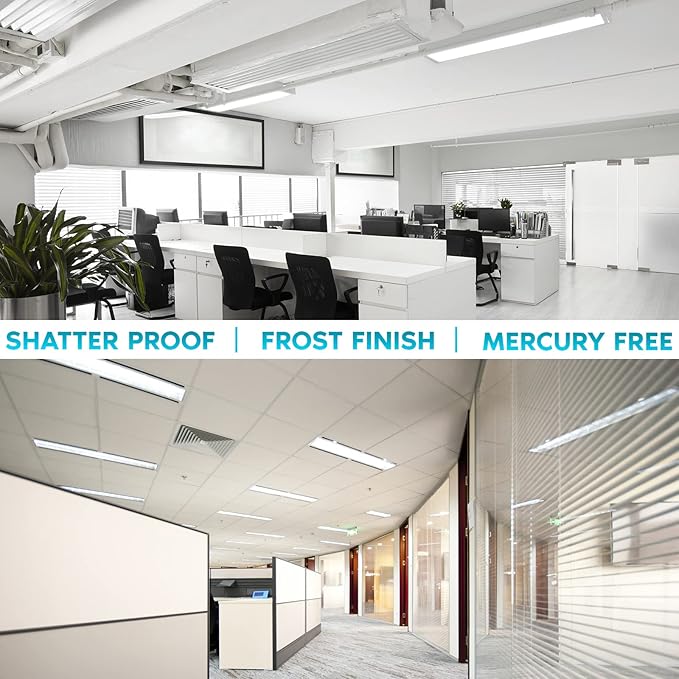 LUXRITE 4FT T5 LED Tube Lights, Type A+B, 24W=54W, 4000K Cool White, 45.78", Ballast and Ballast Bypass Compatible, Single or Double End Powered, F54T5 Fluorescent Replacement, Damp Rated (4 Pack)