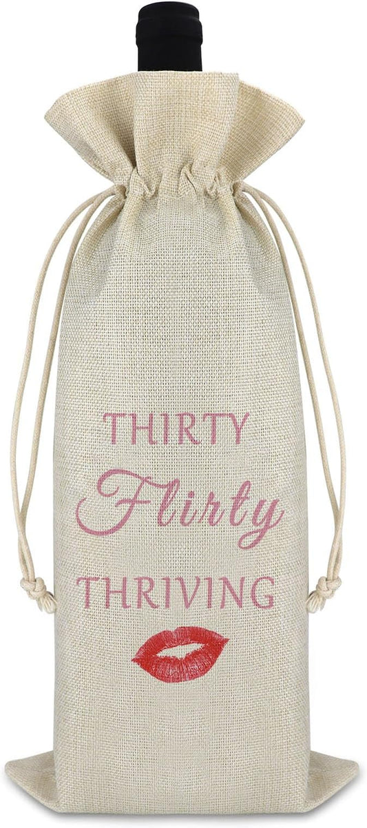 Gfhzdmf 30th Birthday Gifts 30 Year Old Birthday Gift for Men Women Wine Bag Birthday Decors Turning 30 Gift for Coworker Wife Sister Best Friend Mothers Day Christmas Gift Burlap Wine Bottle Bag