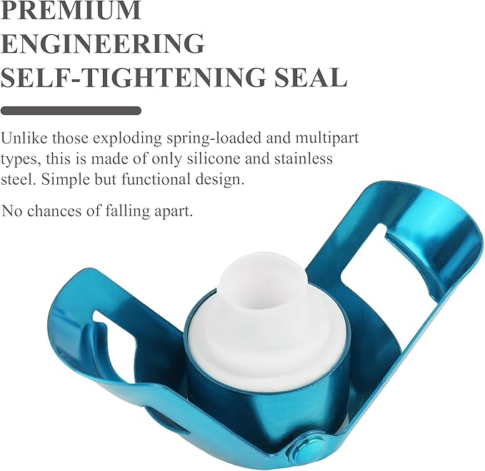 LIZIMANDU Champagne Stopper, Stainless Steel Bottle Plug Sealer for Sparkling Wine, Superior Leak,keeps Wine, Champagne, Prosecco, Cava, and Sparkling Wine fresh longer(1-Blue)