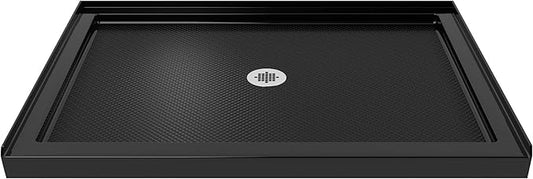 DreamLine SlimLine 32 in. D x 48 in. W x 2 3/4 in. H Center Drain Single Threshold Shower Base in Black, DLT-1132480-88