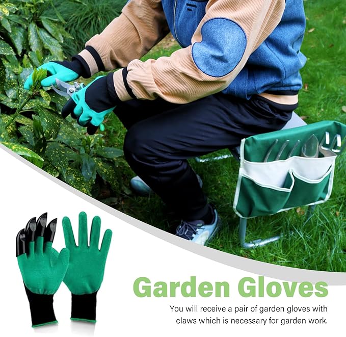 BESTHLS Garden Kneeler and Seat - Heavy Duty Folding Stool with Thick Pad, Tool Pouches & Bag, 330 lbs Capacity - Knee & Back Support, Perfect for Seniors, Women, Men