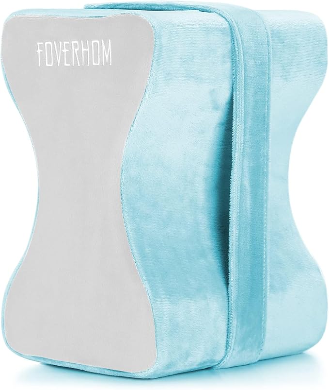 foverhom Memory Foam Knee Pillow,Orthopedic Leg Pillow for Sciatica Relief,Back Pain, Pregnancy, Leg Pain, Hip Pain and Sciatica Relief,Blue