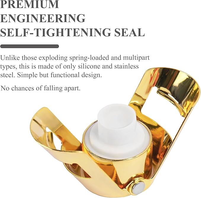 LIZIMANDU Champagne Stopper, Stainless Steel Bottle Plug Sealer for Sparkling Wine, Superior Leak,keeps Wine, Champagne, Prosecco, Cava, and Sparkling Wine fresh longer(1-Gold Splash Ink)