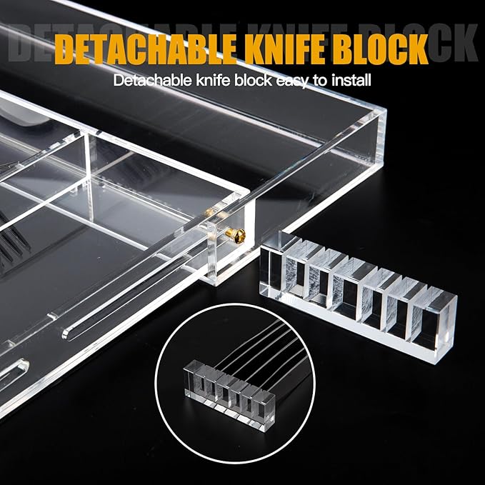 Acrylic Silverware Drawer Organizer Kitchen,Expandable Drawer Organizer,Silverware Organizer for Forks and Knives,Multipurpose Kitchen Organizers Divider and Storage Solution(pull-out,transparency)