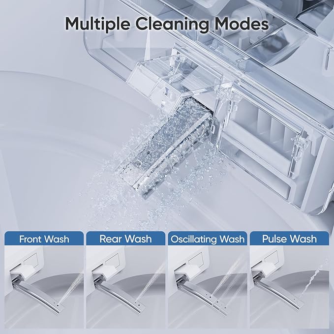 Smart Toilet with Bidet Built in, Electric Bidet Toilet with Auto Lid Opening, Bidet with Heated Seat, Warm Water & Dryer, Auto Flushing, Night Light, Elongated