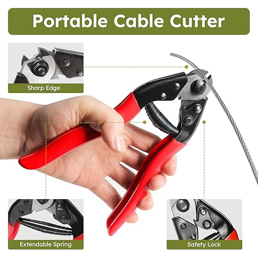 KALLDSY 400FT 1/8" T316 Stainless Steel Cable, Wire Rope Aircraft Cable for Deck Cable Fence Railing Kit, and DIY Balustrades, 7x7 Strands Construction, Comes with a Cutter