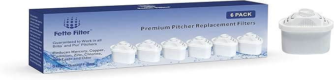 Fette Filter – Water Filters Compatible with Mavea Maxtra for use with Mavea Water Filtration Pitcher. Also Fits Levoit Water Pitchers. (Pack of 6)