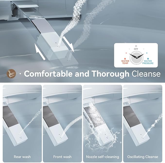 Upgrade Smart Toilet with Pump-assist Flush and Kick Flush, Bidet Toilet with Instant Warm Water, Heated Toilet Seat and Dryer, Japanese Toilet with Bidet Built in Deodorization, Blackout Flushing