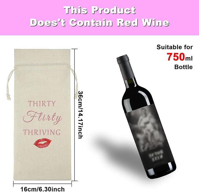 Gfhzdmf 30th Birthday Gifts 30 Year Old Birthday Gift for Men Women Wine Bag Birthday Decors Turning 30 Gift for Coworker Wife Sister Best Friend Mothers Day Christmas Gift Burlap Wine Bottle Bag