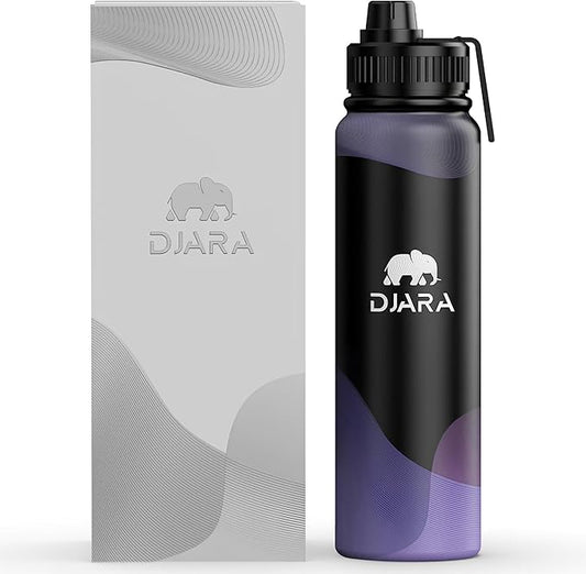 Insulated Water Bottle - Leak-Proof, BPA-Free, Wide Mouth, Sports, Gym, Travel, Stainless Steel Vacuum Insulated Bottle (Black) 34OZ