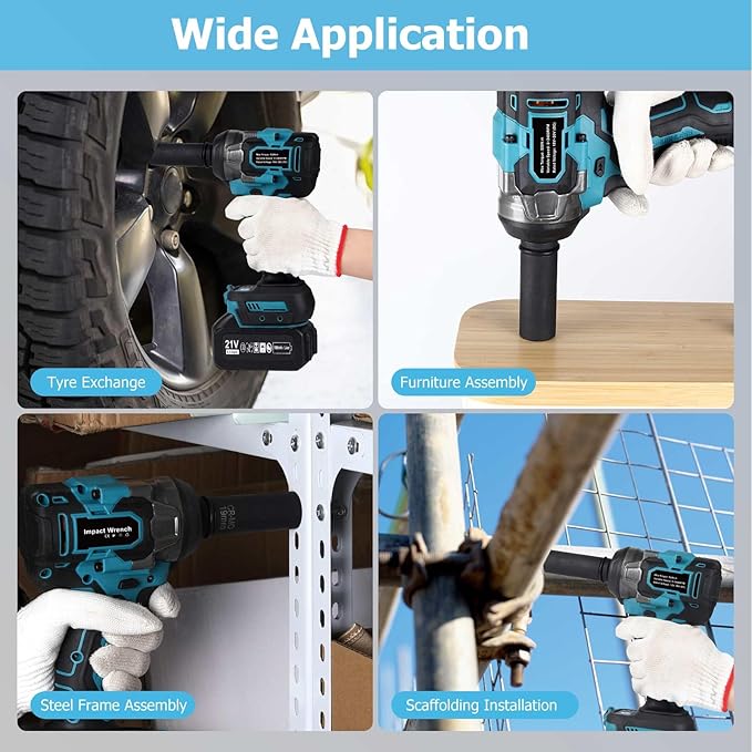 Cordless 1/2 inch Impact Wrench 406Ft-lbs (550N.m) 3600RPM Compatible with Makita 18V Battery, Brushless Electric High Torque Impact Gun with 3-Mode Speed, 2 Sockets for Car Home (No Battery)