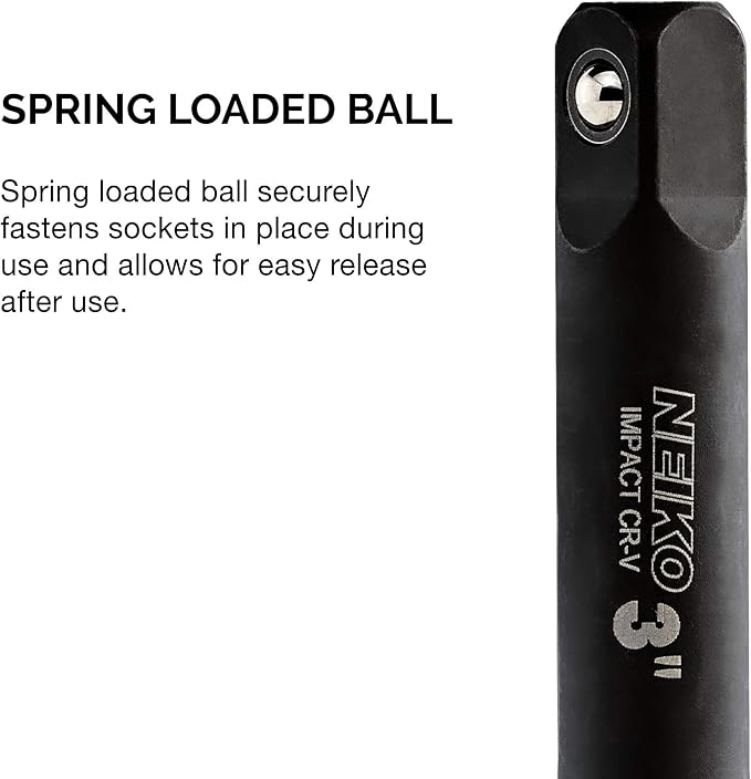 NEIKO 00234A 3/8-Inch-Drive Impact Extension-Bar Set, Made with CrV Steel, 3-Inch, 5-Inch, and 10-Inch Sizes, 3-Piece Set