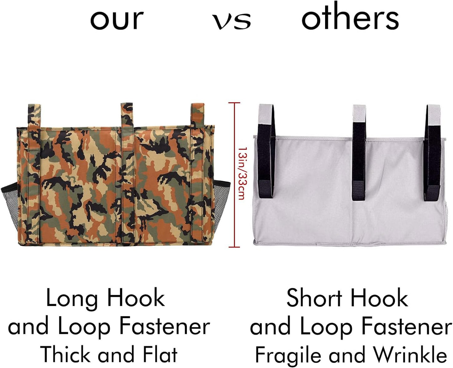 Surblue Bedside Caddy Hanging Organizer Storage Bag Pocket for Bunk, Hospital, College Dorm Rooms, Baby Bed Rails, Camp - 8 Pockets (Large, Desert)