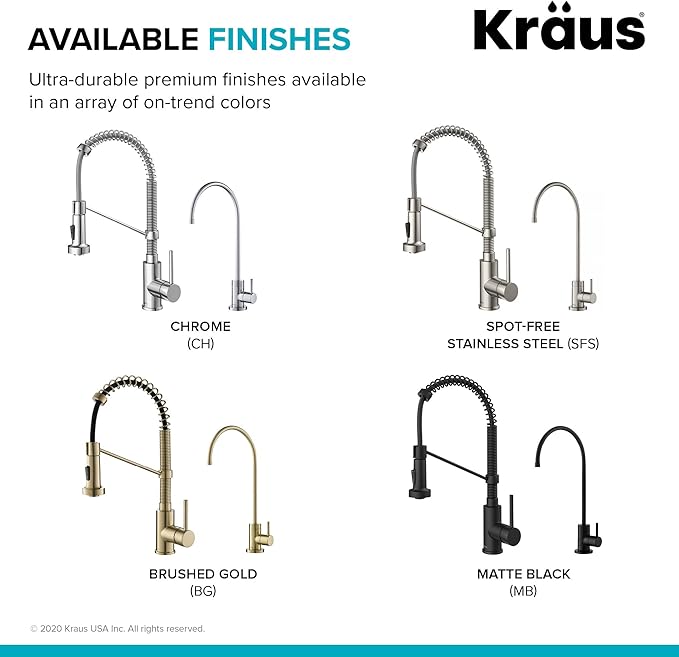 Kraus KPF-1610-FF-100CH Bolden Commercial Style Pull-Down Kitchen Purita Water Filter Faucet Combo, Chrome